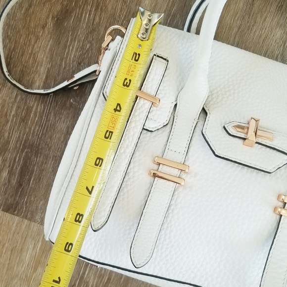 Rebecca Minkoff Jules Satchel White Leather Crossbody Handbag Rose Gold Hardware - Picture 10 of 16